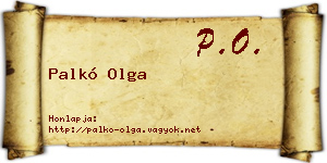 Palkó Olga névjegykártya
